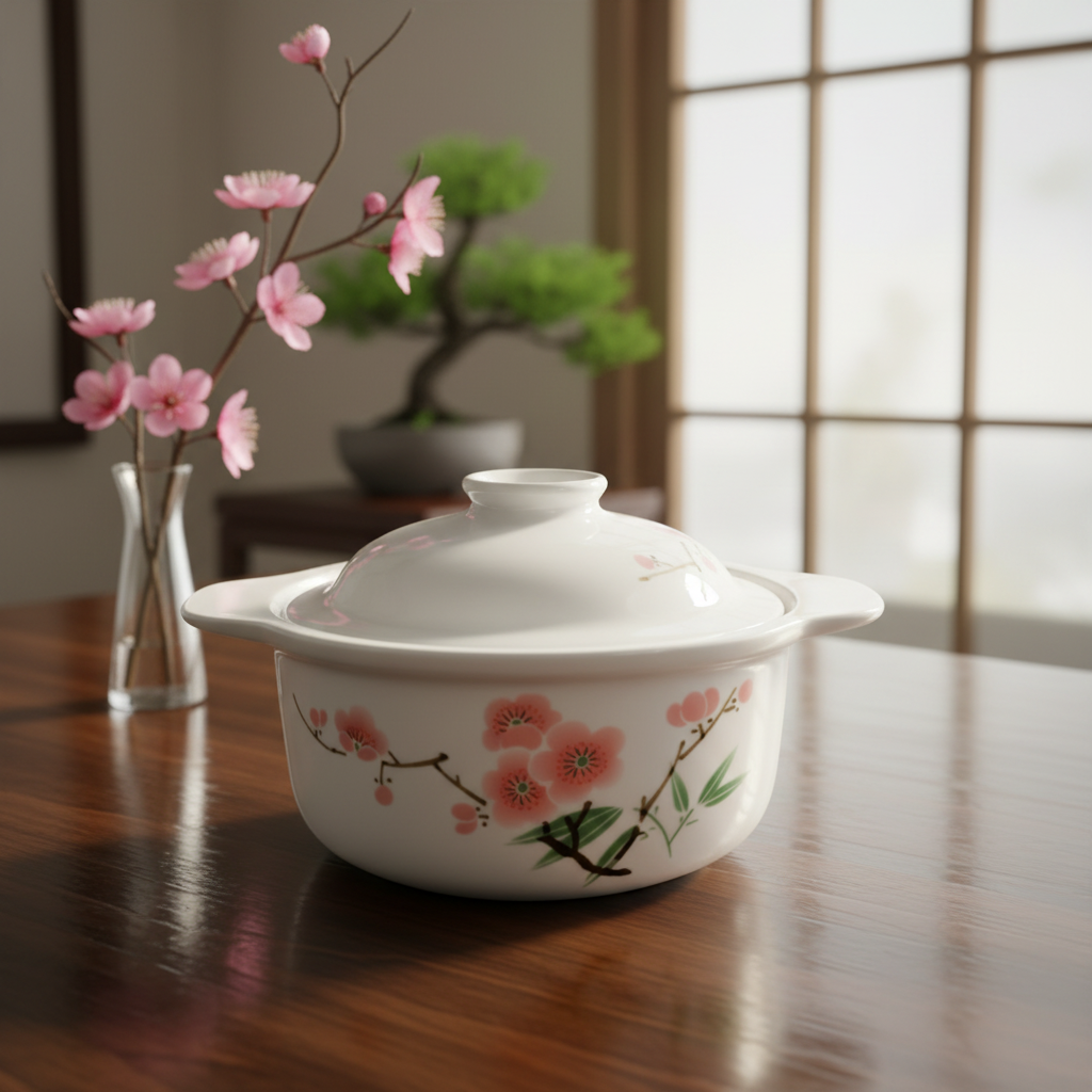 XD-DP-XD9037翠竹红梅双耳炖盅