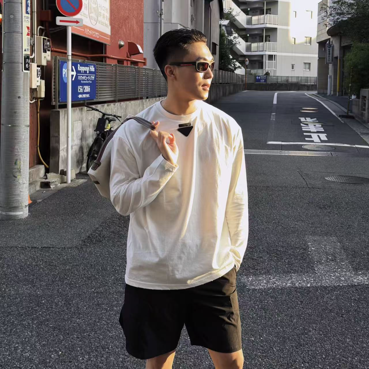 【GGG】三角标支线 秋冬男士棉质宽松休闲圆领长袖打底T恤