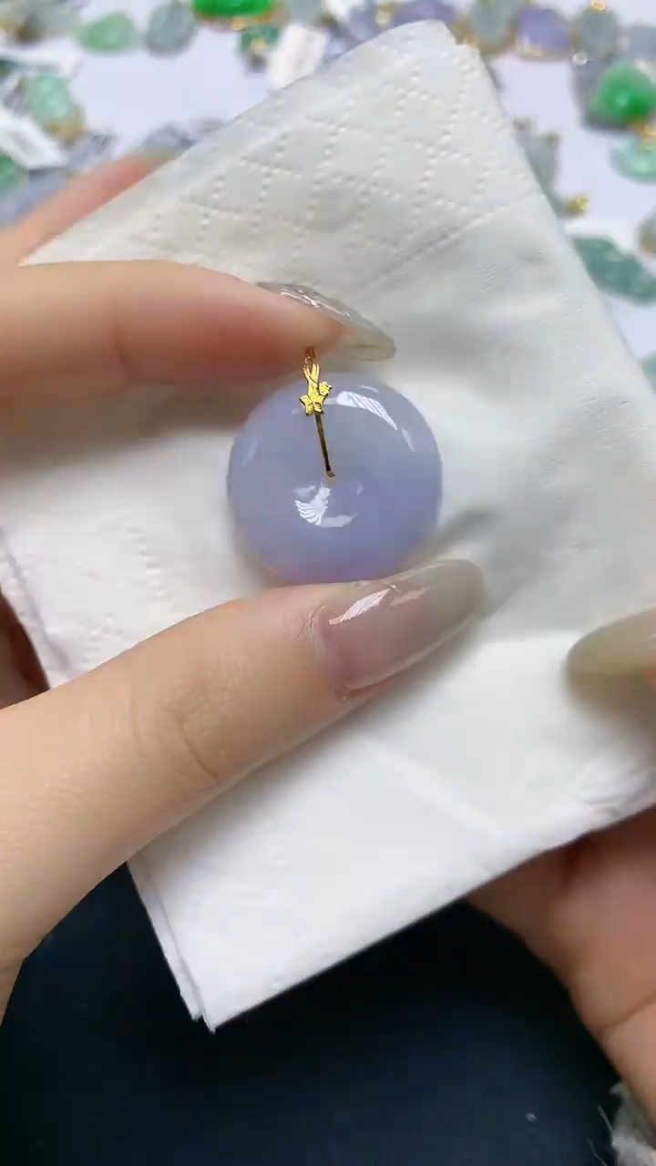 【闪购商品】翡翠18K金镶嵌颈饰天然缅甸A货翡翠