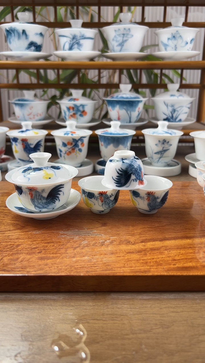 全品公鸡80ml三才盖碗+美人杯3个