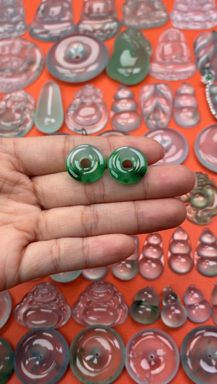 吊坠(不含链)未镶嵌翡翠59 圈圈一对 16.8 3.5