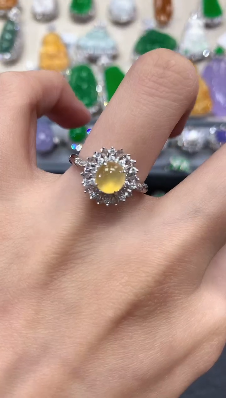 【闪购商品】翡翠戒指18K金镶嵌w14