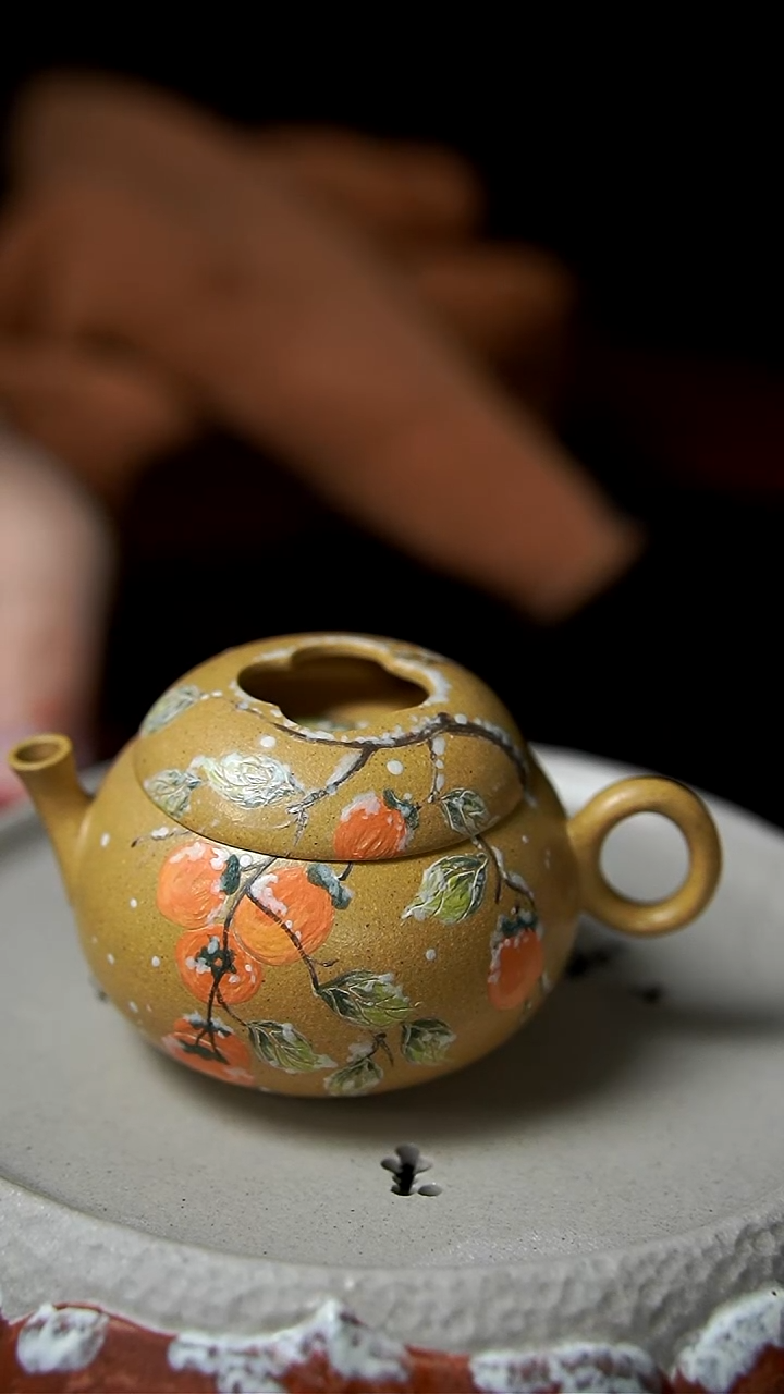 茶壶紫砂本绿雪柿小壶
