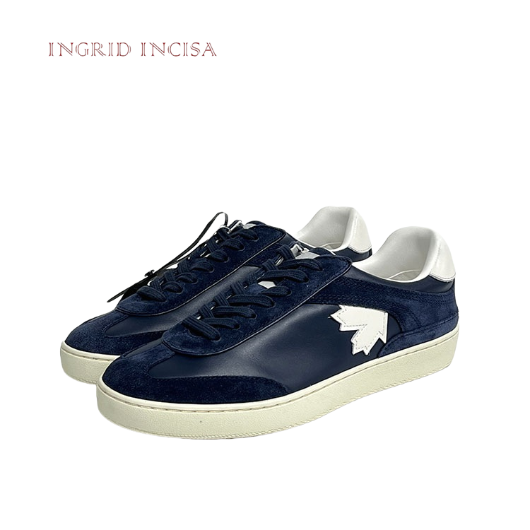INGRID INCISA春季透气低帮板鞋蓝色枫叶复古舒适运动休闲男鞋
