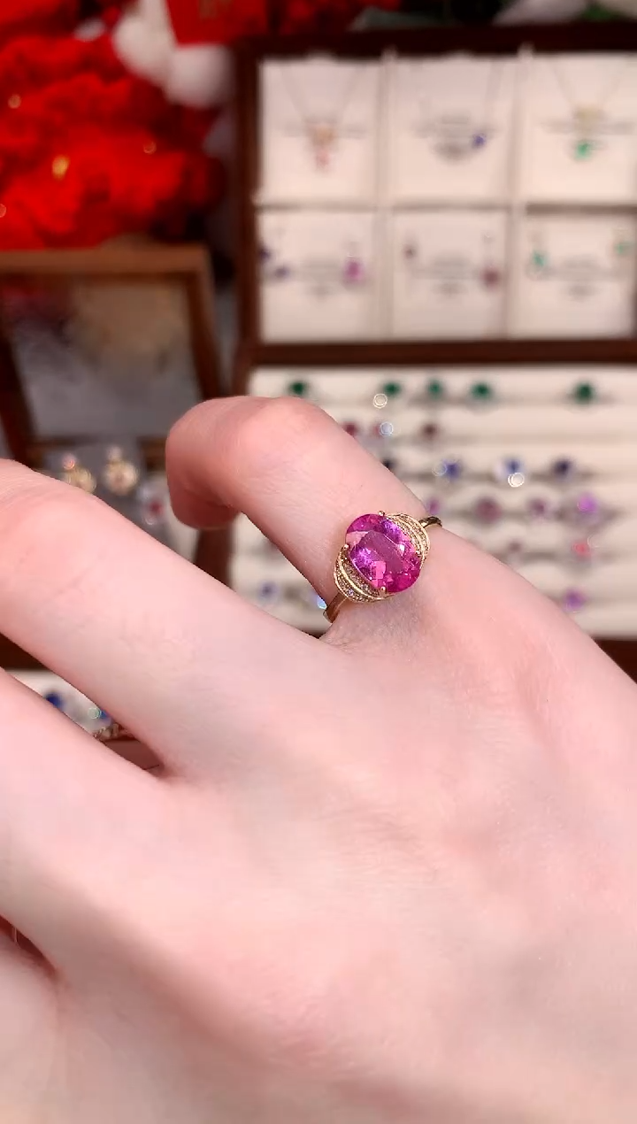 【闪购商品】碧玺戒指18K金镶嵌1.4ct/天然宝石/七天无理由
