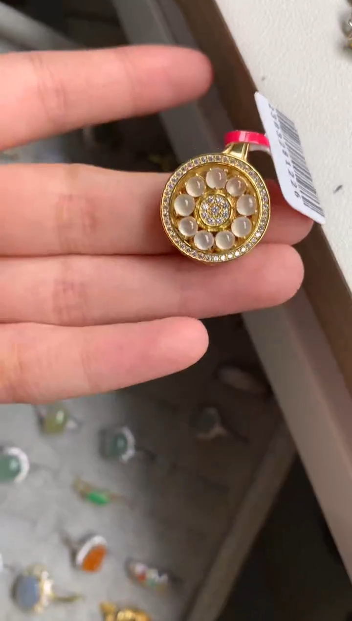 银S925镶嵌戒指翡翠吊坠3