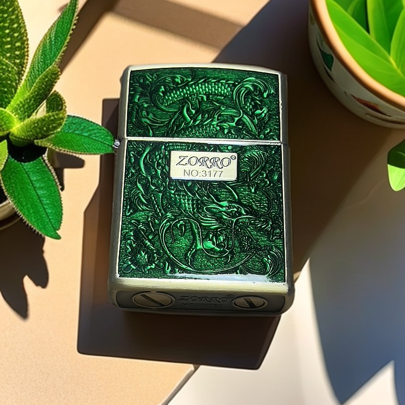 ZORRO【ZK33-1神龙青铜透明绿】佐罗神龙本色透明绿高档打火机——150