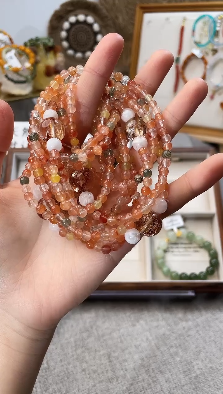 未镶嵌手串水晶A****阳兔毛双圈（多样性发一）