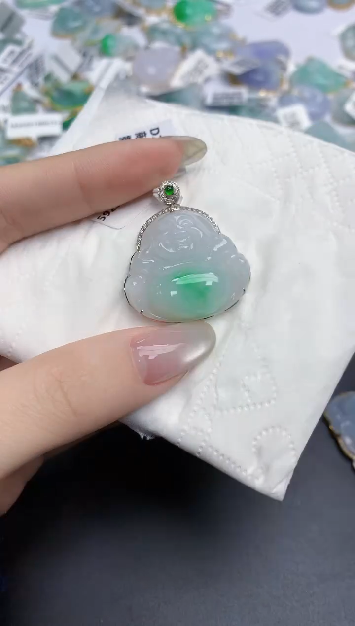 【闪购商品】翡翠颈饰18K金镶嵌天然缅甸翡翠A货