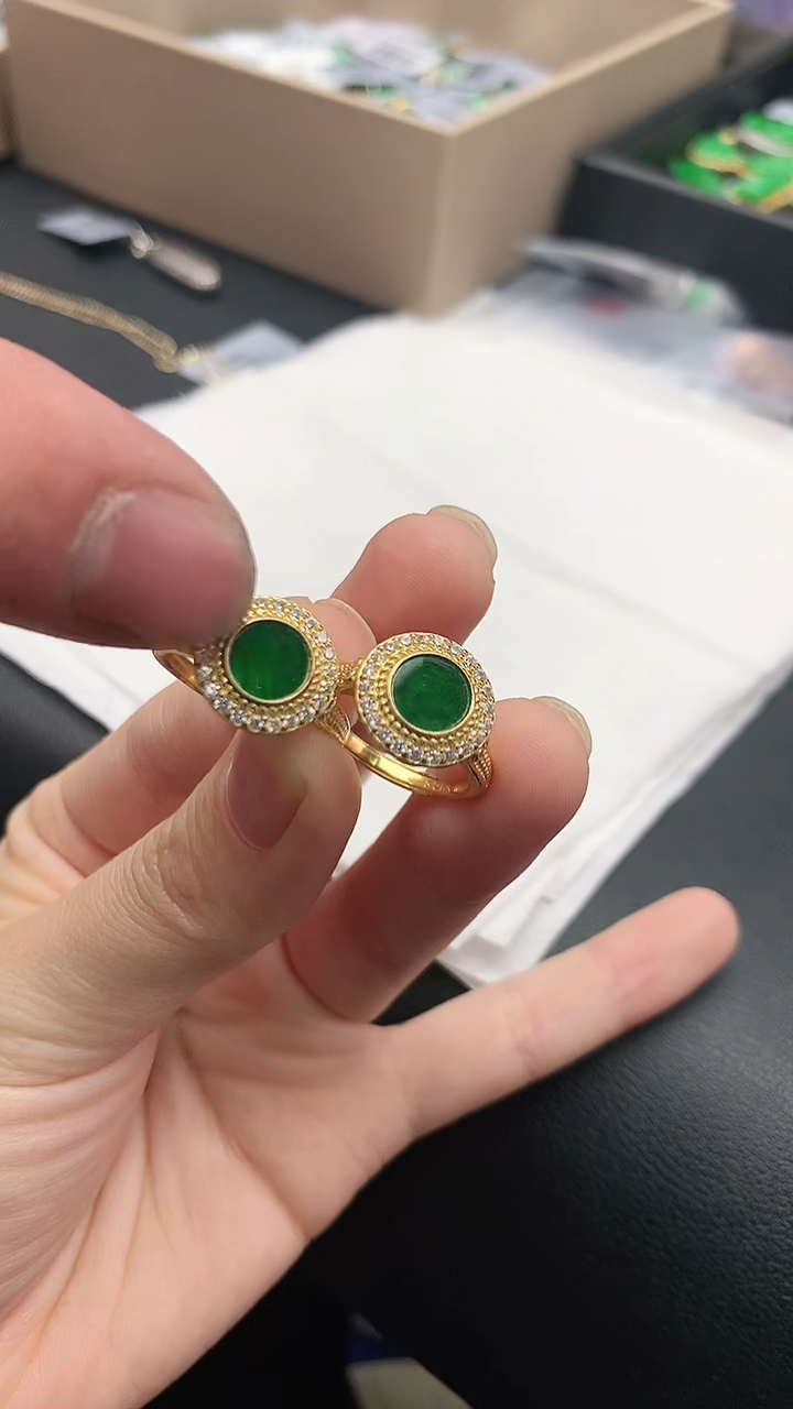 【闪购商品】翡翠戒指银S925镶嵌赠礼盒证书