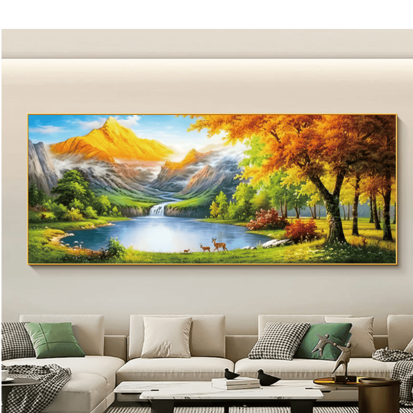 日照金山山水简约客厅装饰画沙发背景墙壁挂画大气轻奢感字画挂墙