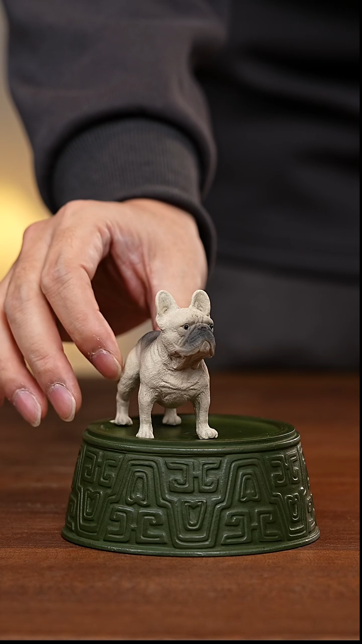 茶壶紫砂法斗小狗白色茶宠