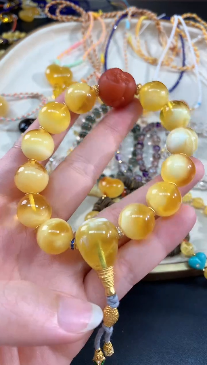 18K金镶嵌蜜蜡裸石A260|9800