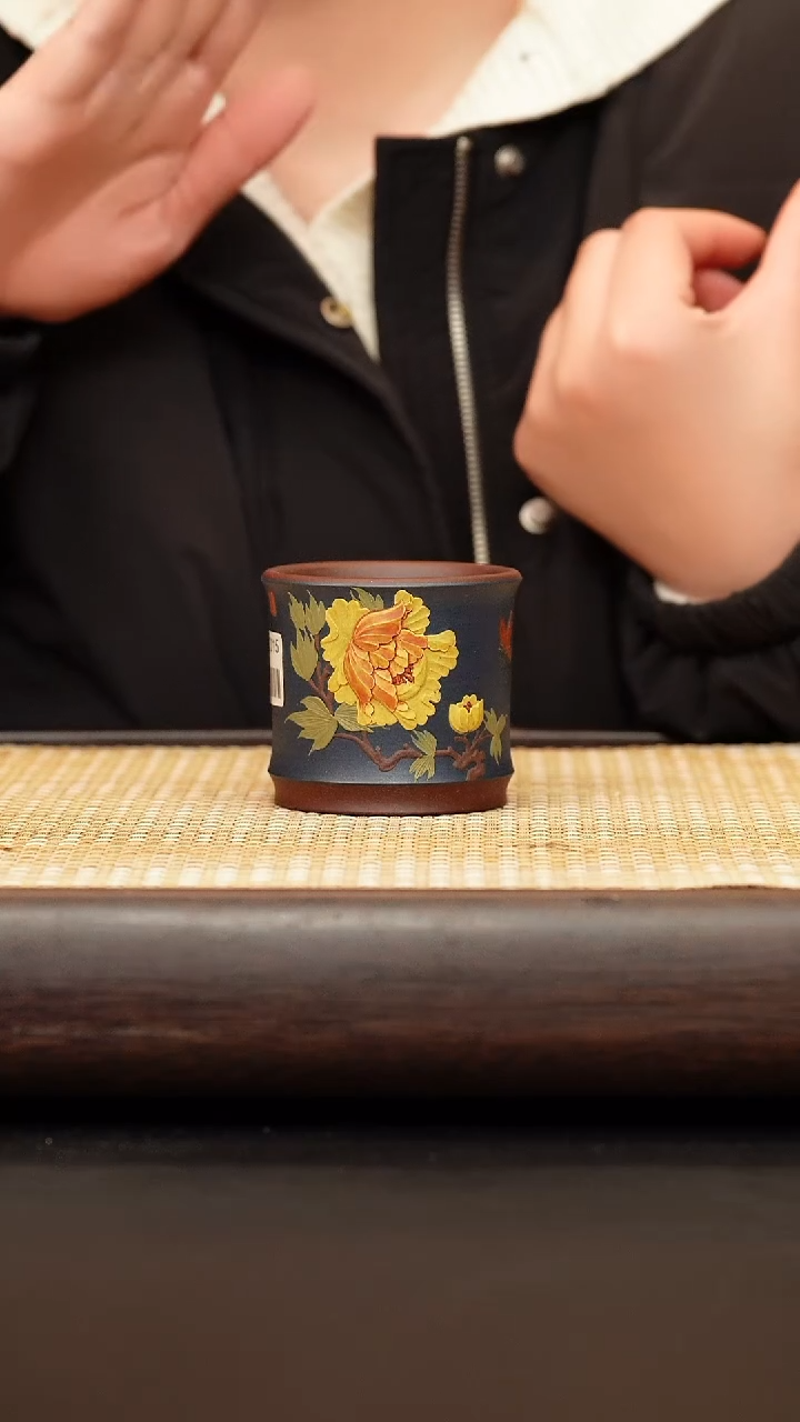茶壶紫砂花开富贵 主人杯 紫泥 绿泥120cc