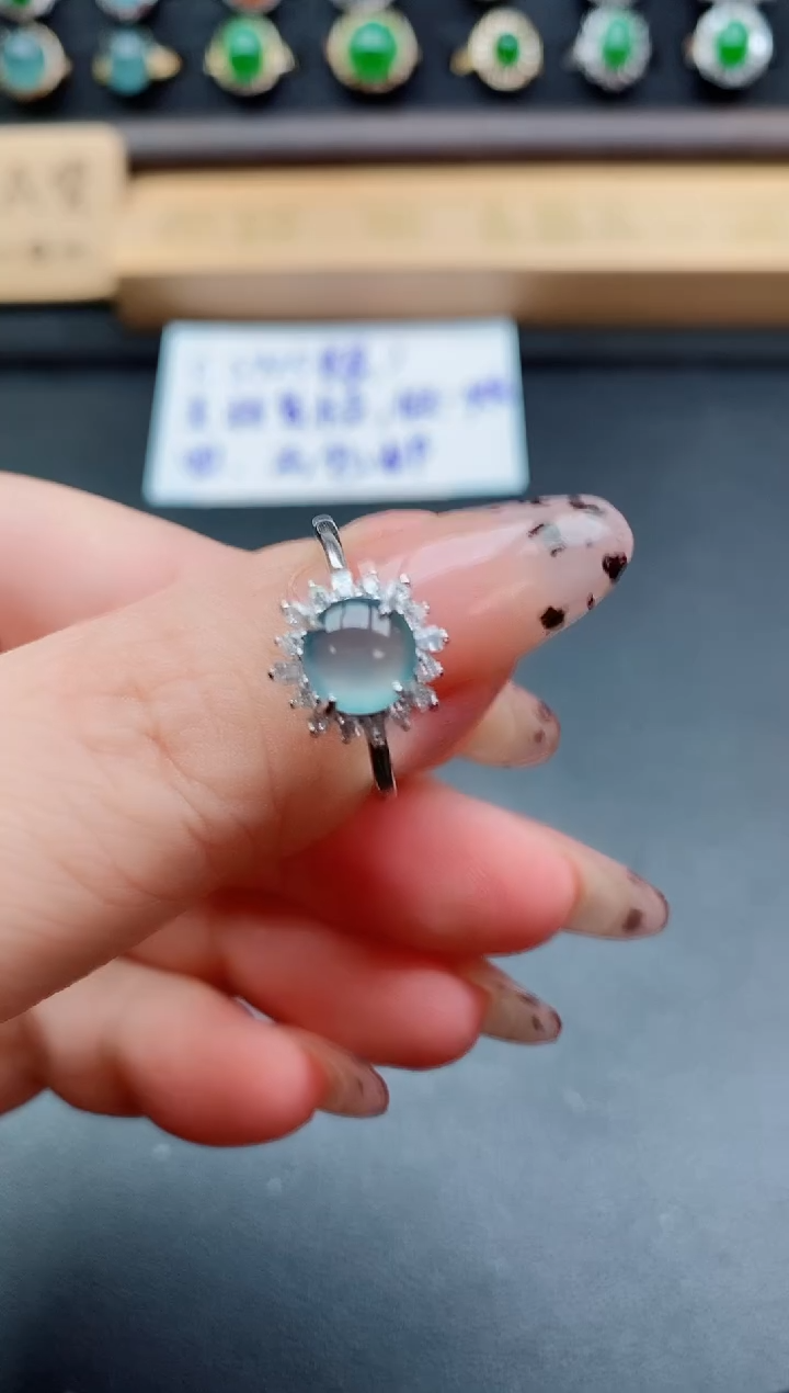 银S925镶嵌戒指翡翠1
