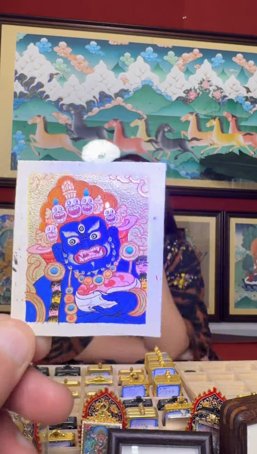 吊坠大黑天-热贡元旦唐卡画院 娜娜