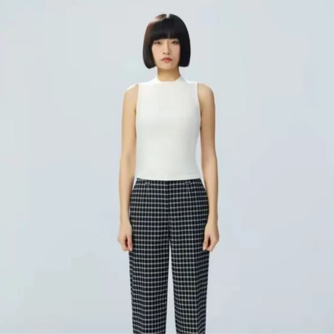 阿玛施AMASS新款女装优雅烟管领无袖纯色针织吊带背心内搭5399491