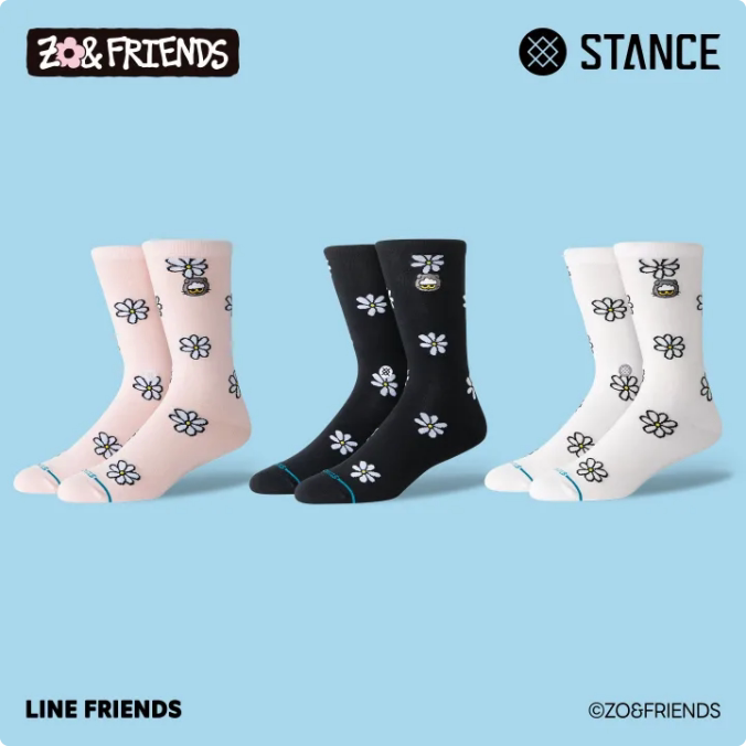 【ZO&FRIENDS联名】STANCE小雏菊休闲袜袜子秋季新款时尚潮流中筒袜