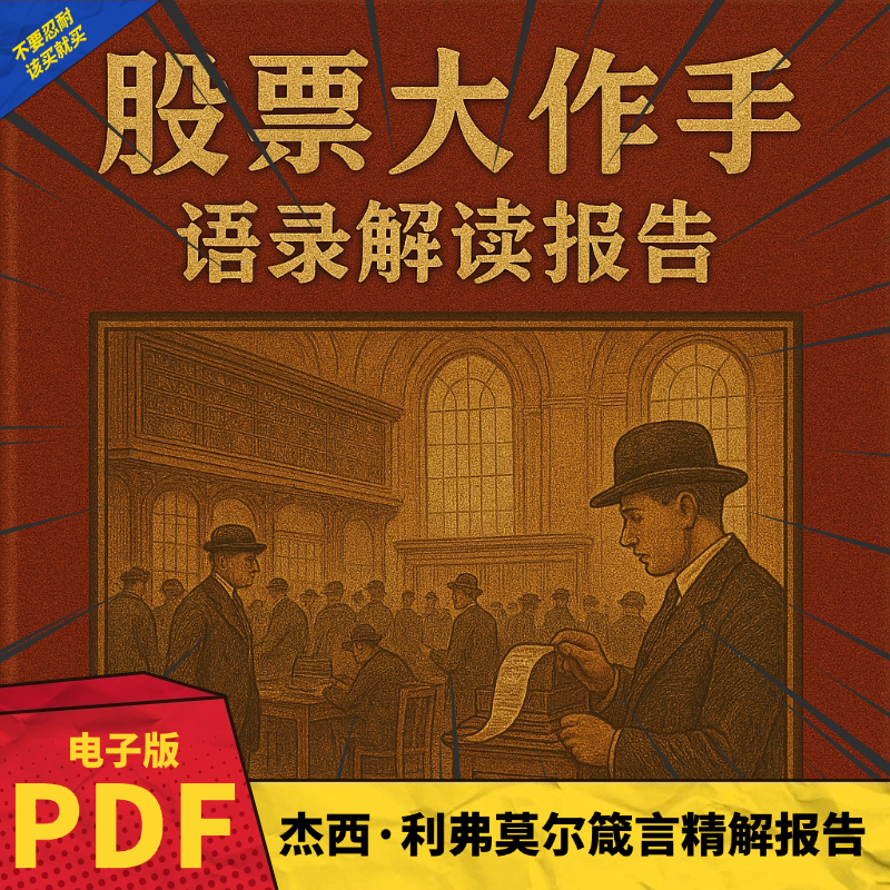 股票大作手回忆录解读版PDF 金融必备投资书籍投机必备利弗莫尔