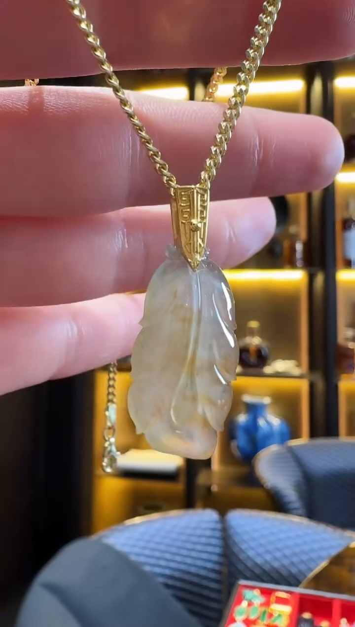 吊坠(不含链)18K金镶嵌翡翠吊坠