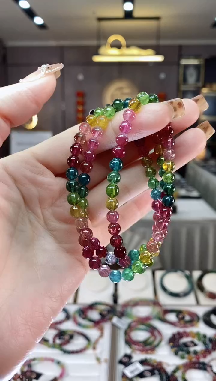 【闪购商品】碧玺三圈手串5mm+未镶嵌一物一证dan