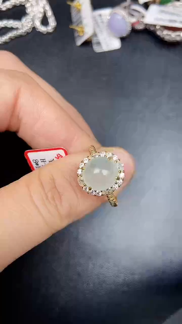 银S925镶嵌戒指翡翠9100