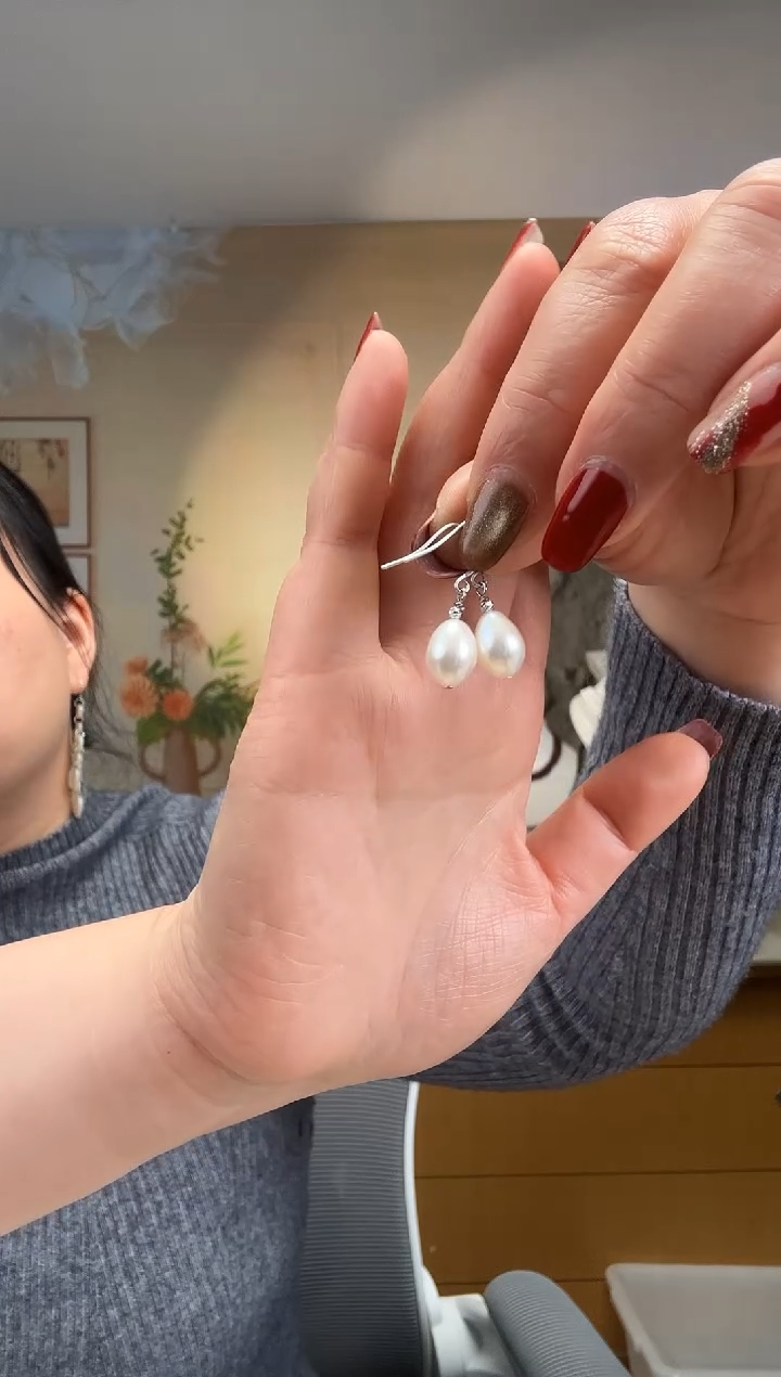 【闪购商品】淡水珍珠耳饰银S925镶嵌卡8mm珍珠