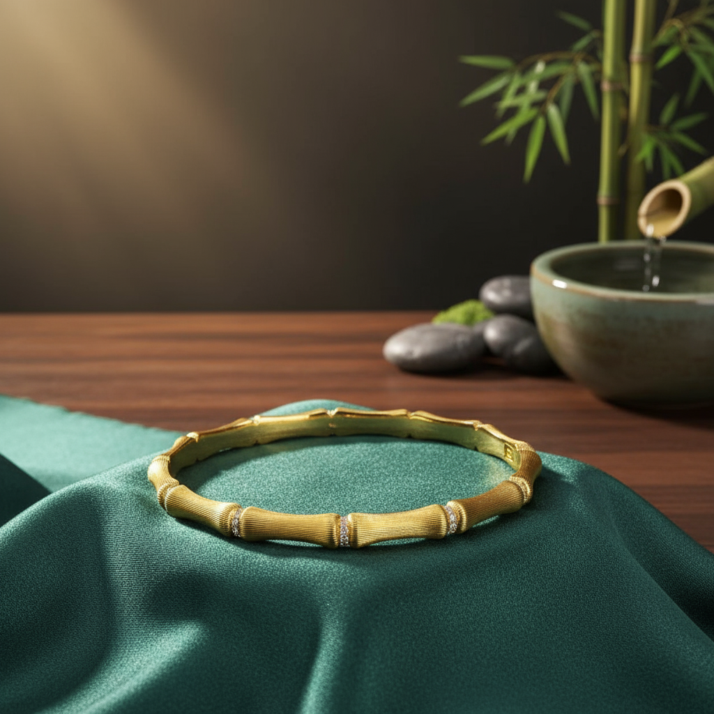 高奢定制YX-典藏-尊享高奢-竹节白钻手镯-豪镶注厚金手镯y108