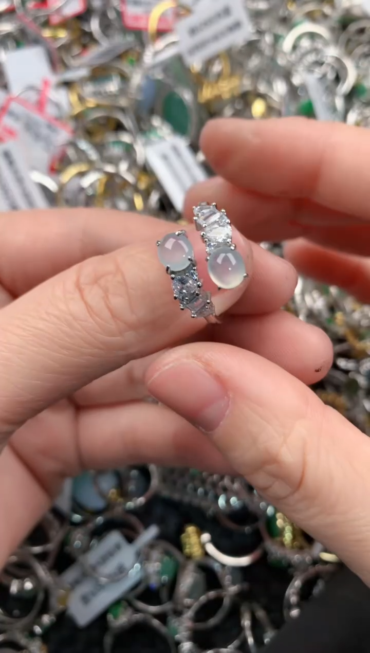 银S925镶嵌戒指翡翠13  10