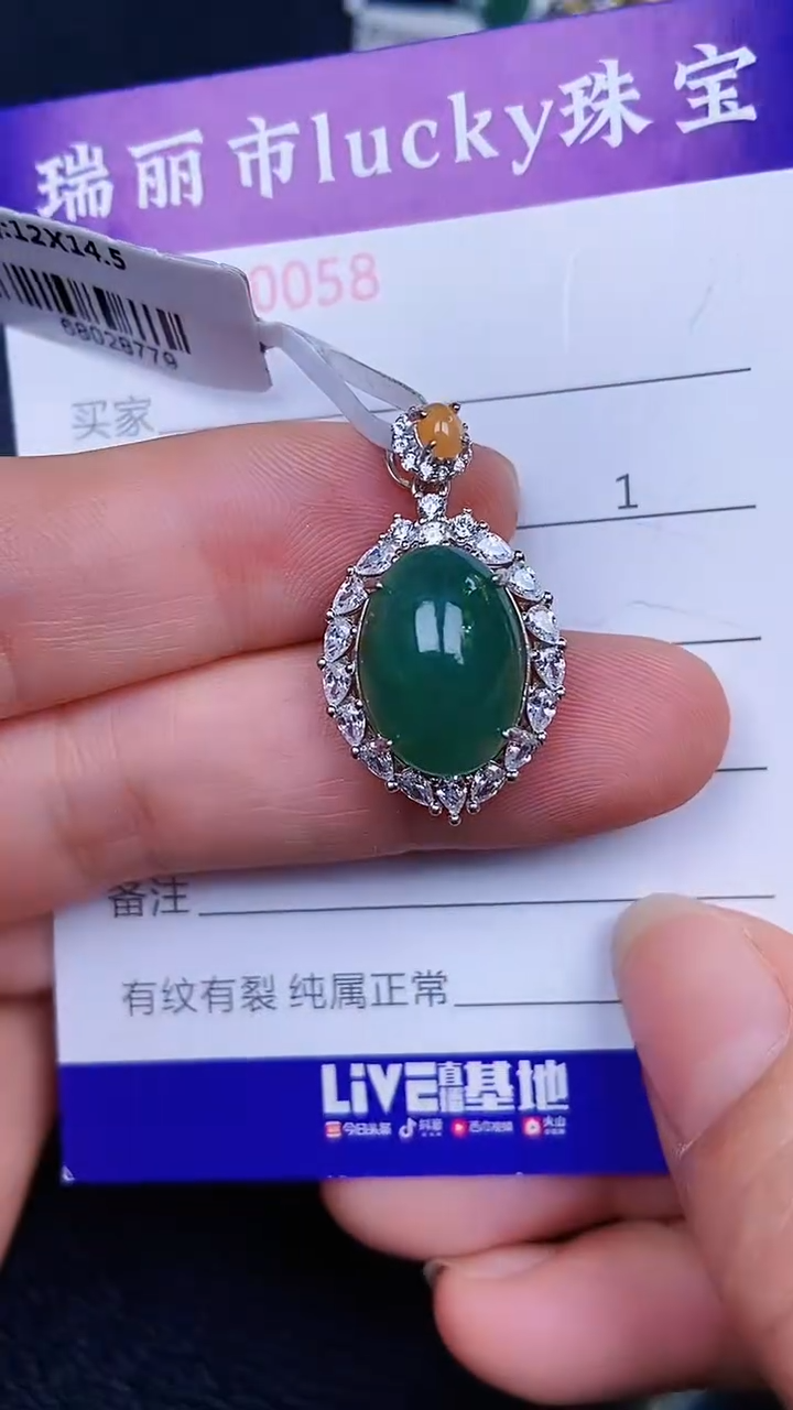 颈饰银S925镶嵌翡翠58