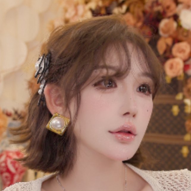 锌合金仿珍珠耳饰 复古几何方形珍珠耳钉