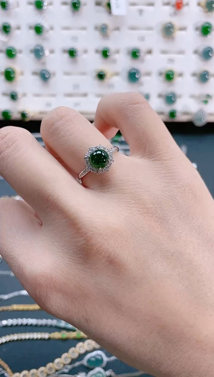 【闪购商品】翡翠戒指银S925镶嵌天然翡翠