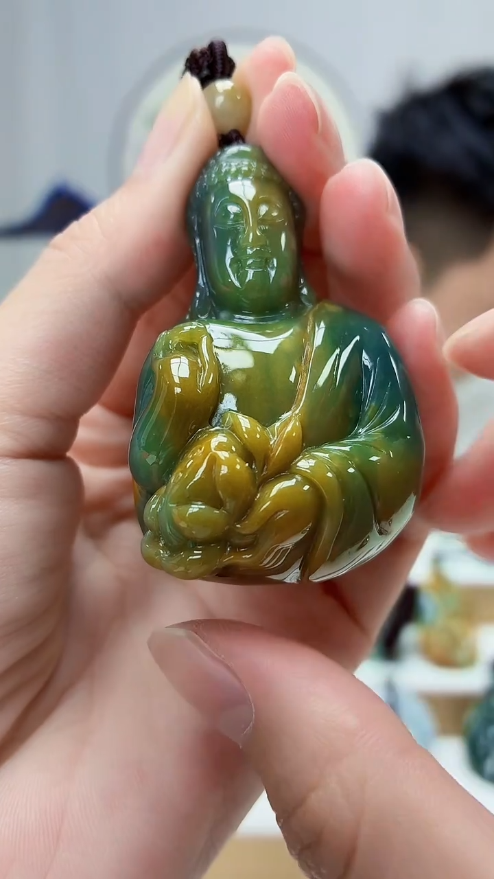 未镶嵌定制翡翠5028zm-毛货挂件5观音