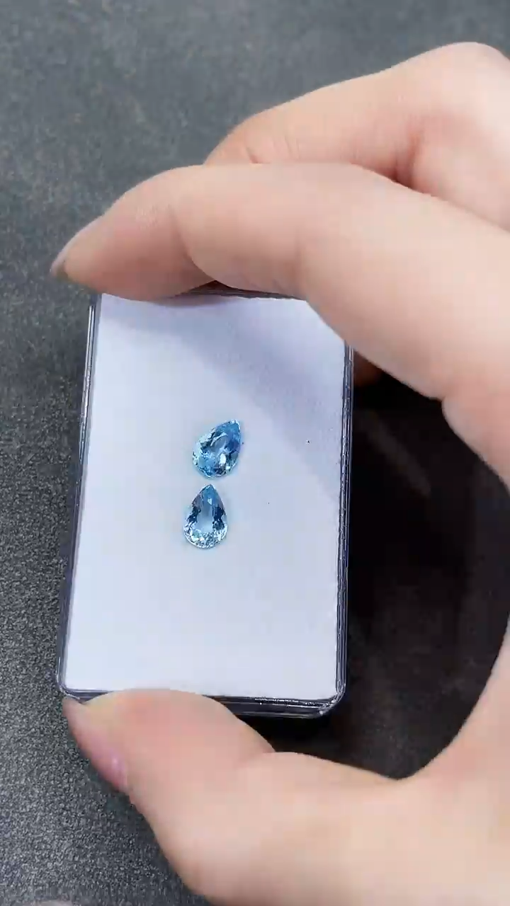 海蓝宝石笔搁未镶嵌裸石2ct