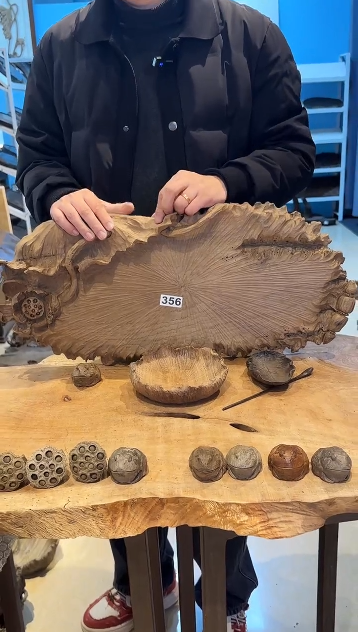 木356号乌木金丝楠干泡+茶则+小果盘+角蛙