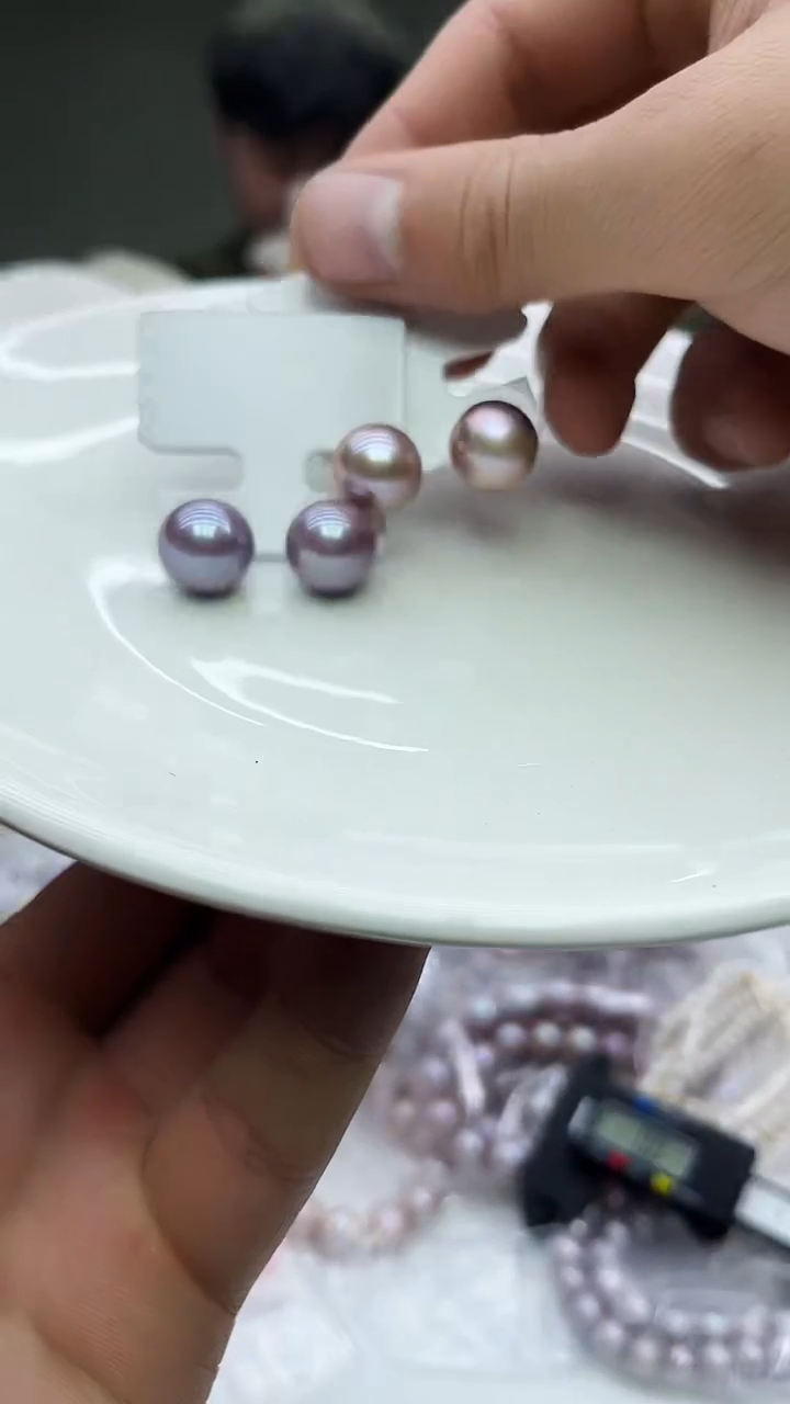 未镶嵌耳饰淡水珍珠紫色系耳饰