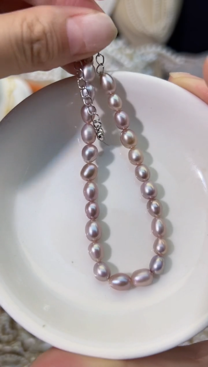 【闪购商品】淡水珍珠2未镶嵌香芋紫*强光珍珠手链5mm+