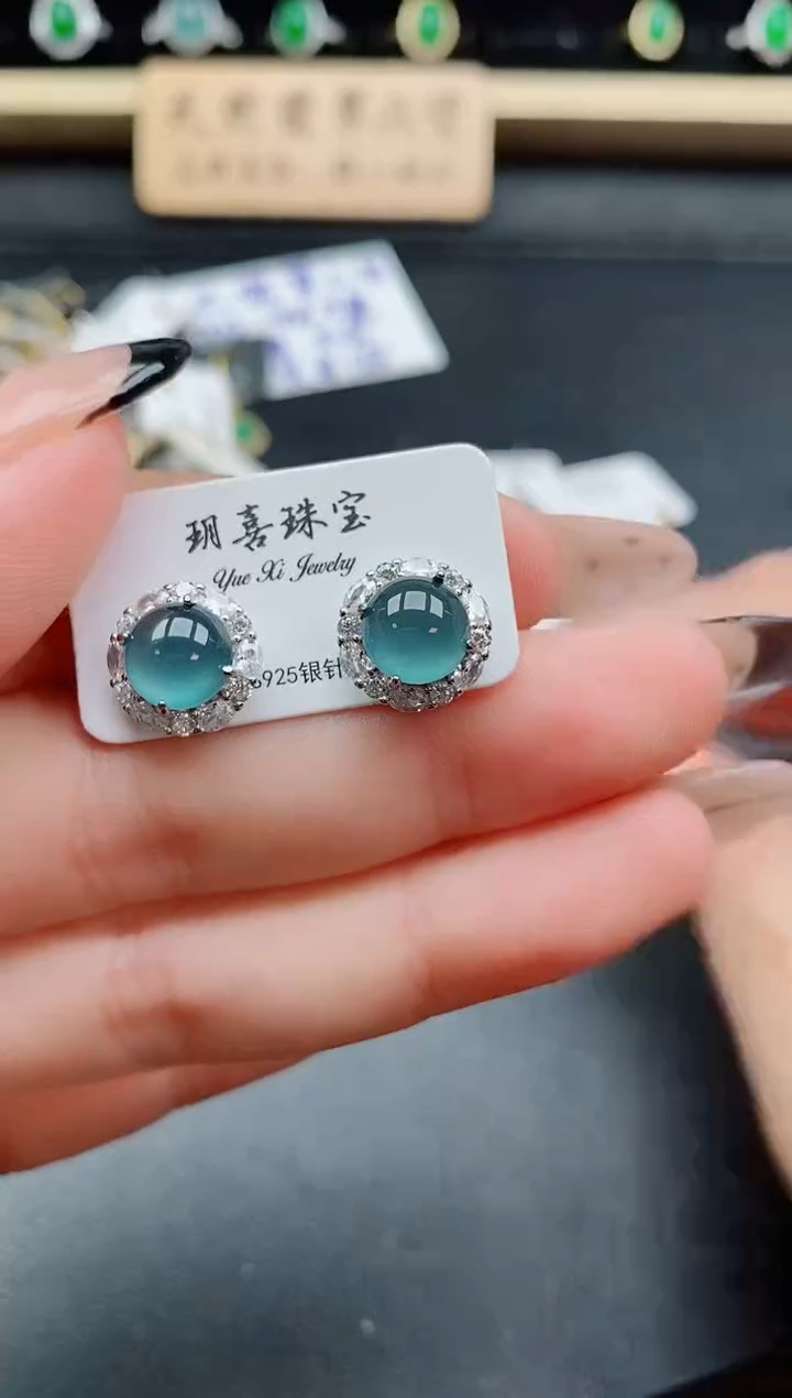 银S925镶嵌戒指翡翠1