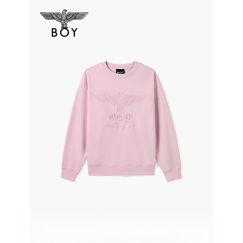 BOY LONDON秋季情侣款粉色简约刺绣休闲街头时尚潮牌卫衣N03804