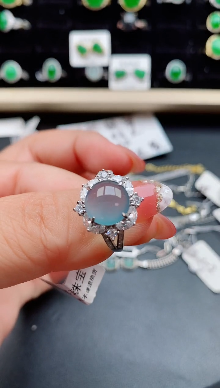 【闪购商品】翡翠戒指银S925镶嵌08050