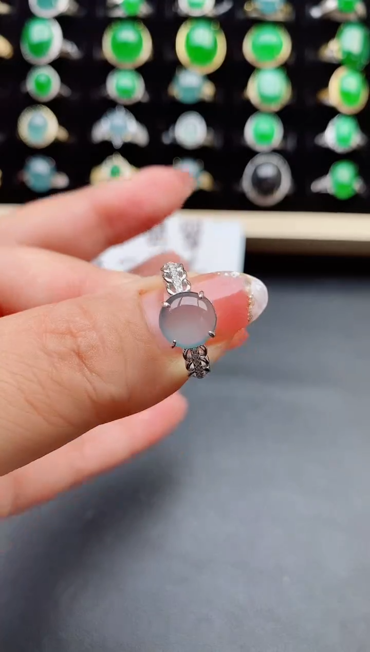 【闪购商品】翡翠戒指银S925镶嵌5850