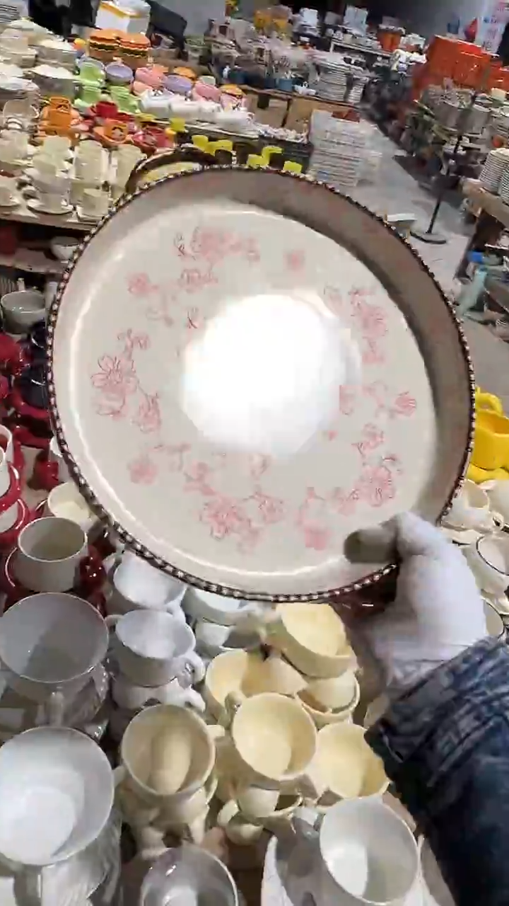 陶瓷大号圣诞双耳深盘微瑕 凑满20元包邮