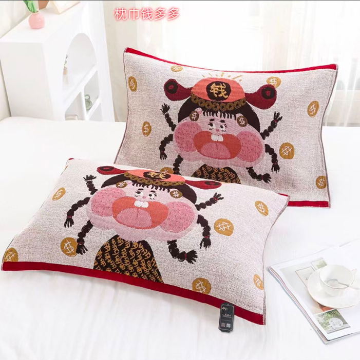 【甜甜家】100棉纯棉水洗棉纱布枕巾一对