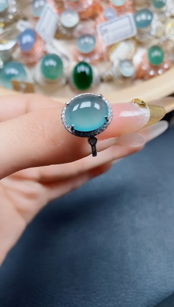 【闪购商品】翡翠戒指银S925镶嵌翡翠