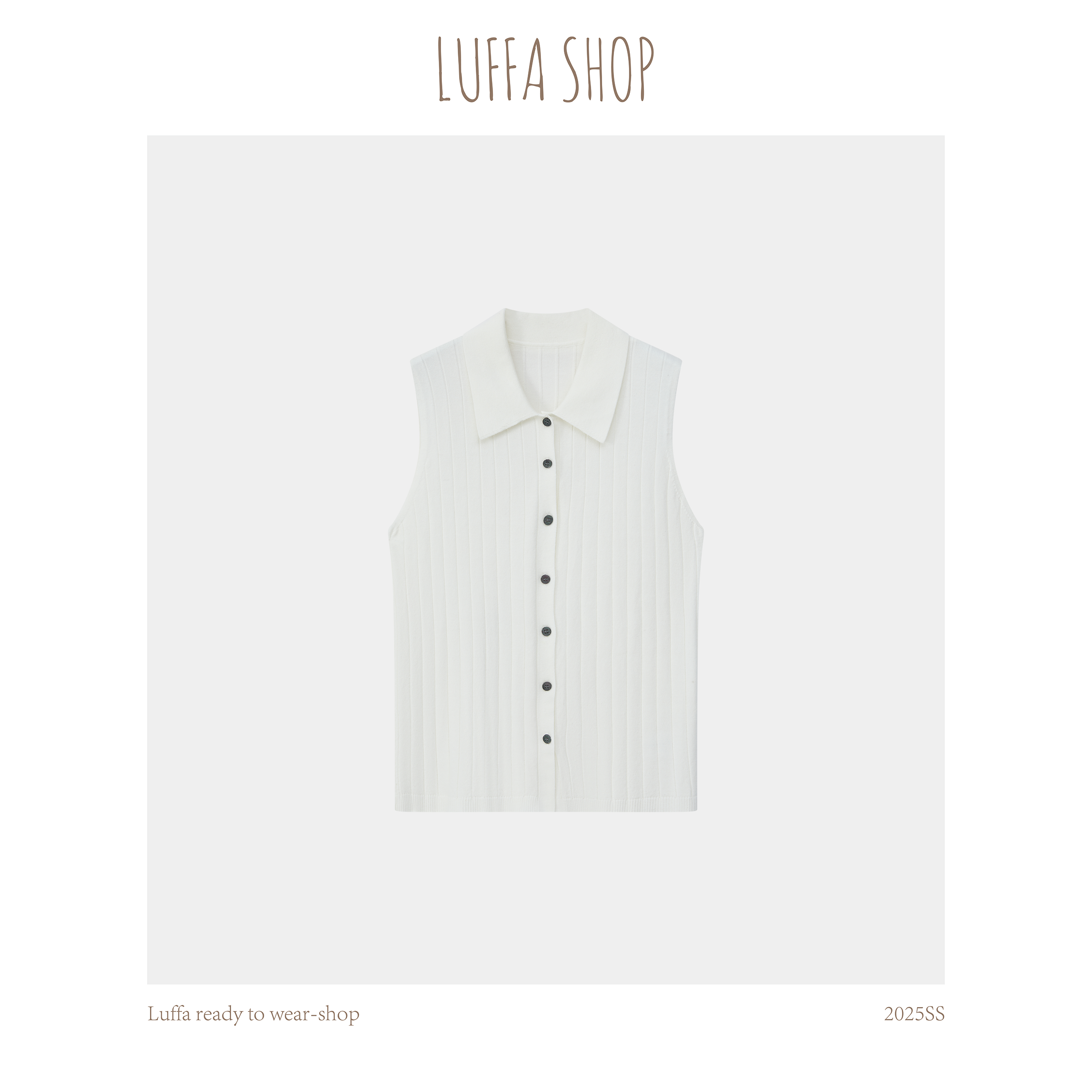 【Luffa shop】“韩韵逸衫”韩系时尚白色无袖衬衫CS20250527
