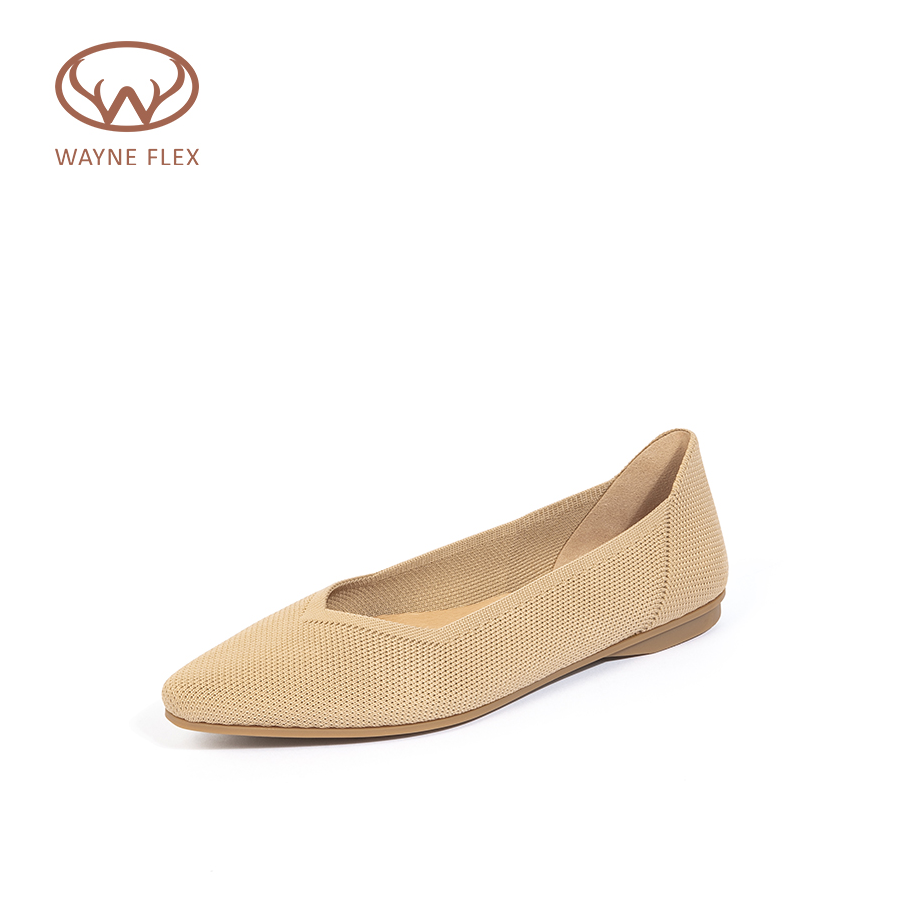 韦恩Wayne Flex环保飞织时髦优雅3D立体镂空平底鞋女1213H