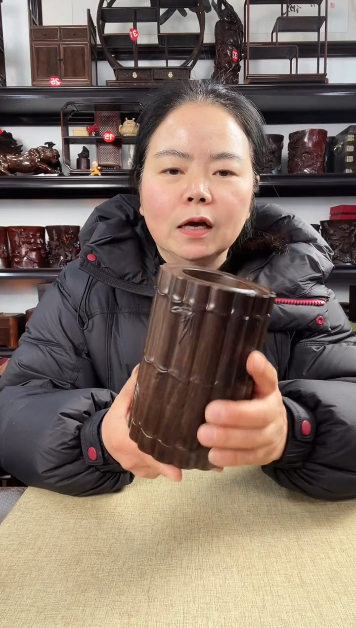 木竹节笔筒老李红木工艺品