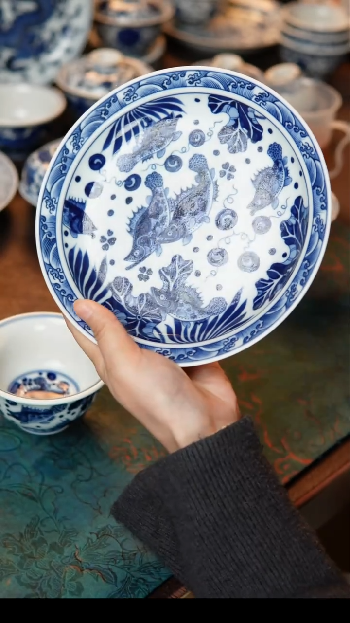 其他陶瓷满鳜鱼藻纹壶承