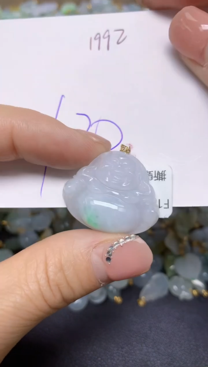 【闪购商品】翡翠挂件18K金镶嵌 天然翡翠A货