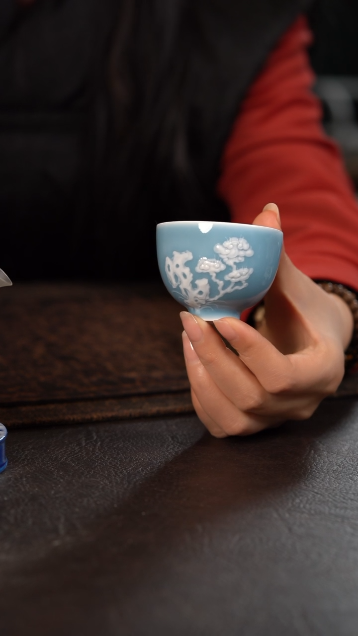 【闪购商品】杯初蓝舍天青灵芝小直口杯